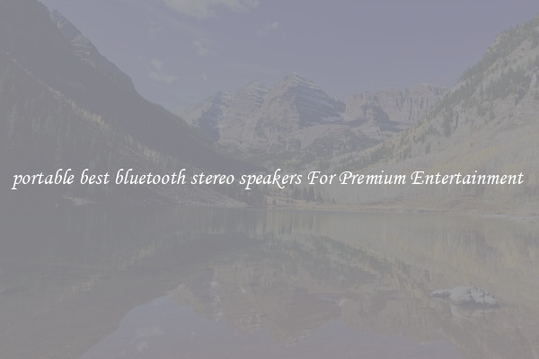 portable best bluetooth stereo speakers For Premium Entertainment 