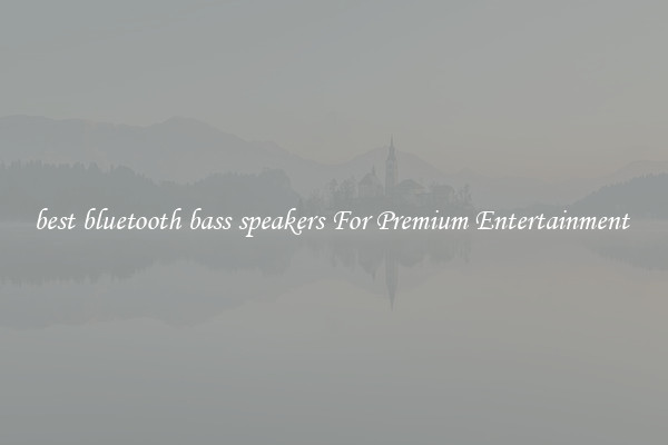 best bluetooth bass speakers For Premium Entertainment 
